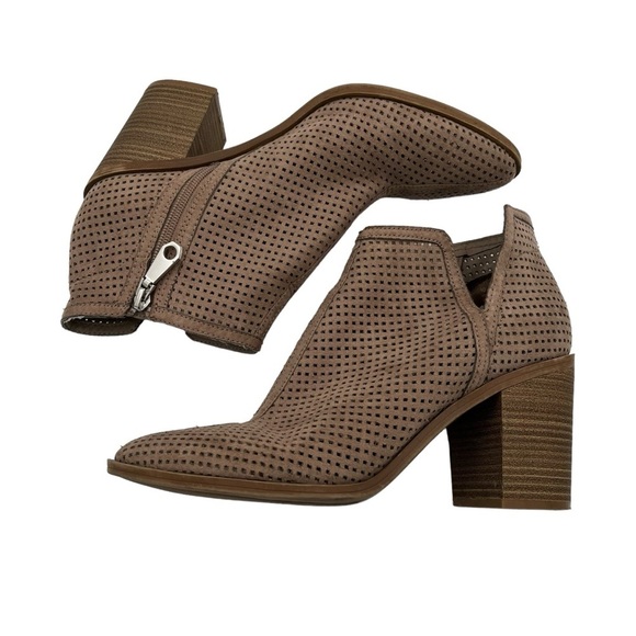 DV by Dolce Vita Taupe Perforated Faux Suede Ankle Booties - Picture 6 of 10